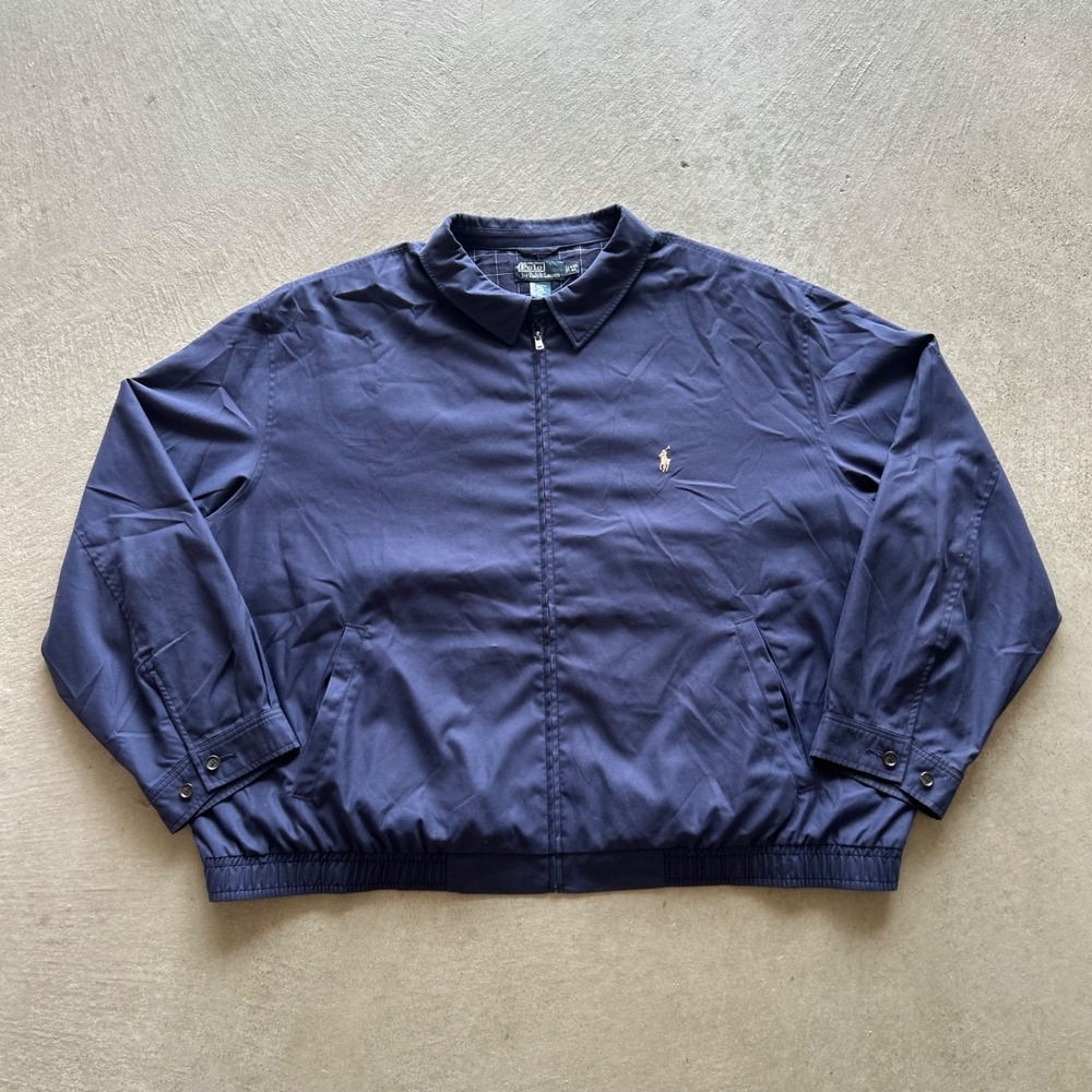 Vintage Polo Ralph Lauren Harrington Jacket Size 4XB Navy Chin Strap Full Zip